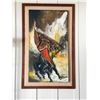 Image 2 : Original Artwork on Canvas, Bullfight Mixed Media by Ernie Ransom, 30" x 48" Framed