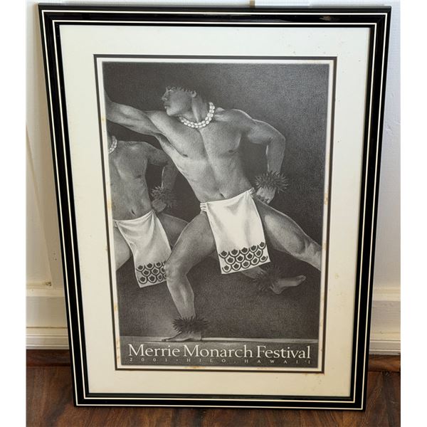 Merrie Monarch Festival 2001, Male Dancers, Black and White Art Print 17" x 24"