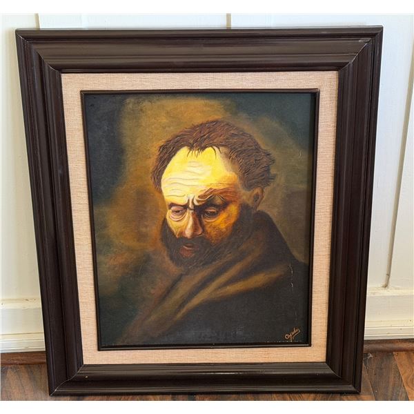 Head of a Bearded Man, Artwork by Ojesan (?), 23" x 27", Framed & Matted