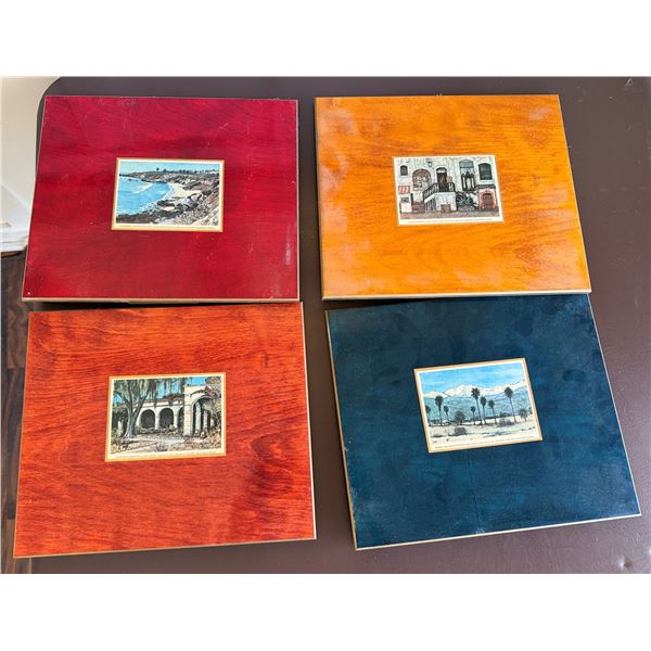 Qty 4 Matted Plaques w/ California Notecards 13" x 11"