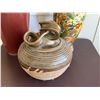 Image 2 : Qty 2 Tall Asian Vases: Dragon & Scenic w/ Ceramic Jar w/ Knotted Lid, Misc Sizes