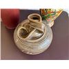 Image 3 : Qty 2 Tall Asian Vases: Dragon & Scenic w/ Ceramic Jar w/ Knotted Lid, Misc Sizes