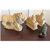 Image 1 : Qty 2 Lion Book Ends, Lion Sculpture & Guardian Lion Foo Dog on Base, Misc Sizes