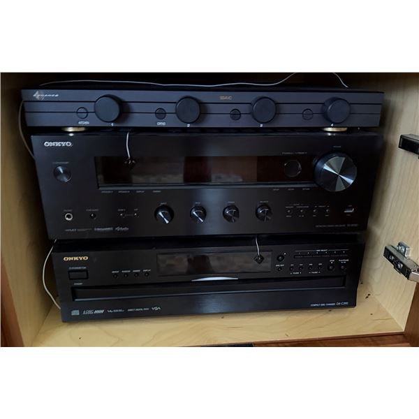 Onkyo DX-C390 Compact Disc Changer, TX-8050 Network Stereo Receiver & Sonance Selector