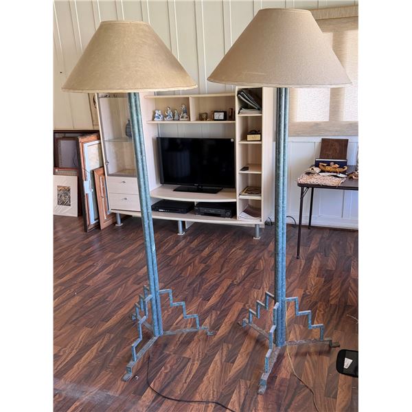 Qty 2 Metal Floor Lamps w/ Shades