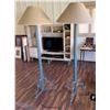Image 1 : Qty 2 Metal Floor Lamps w/ Shades