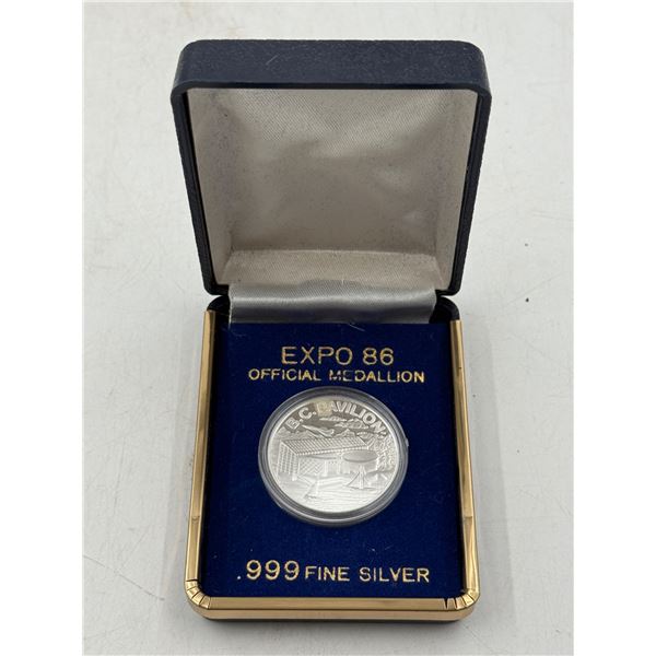 .999 Fine Silver Expo 86 Official Medallion