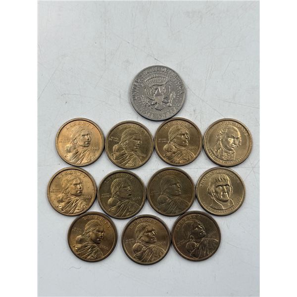 US Sacagawea Dollar Coins & Kennedy Half-Dollar Coin