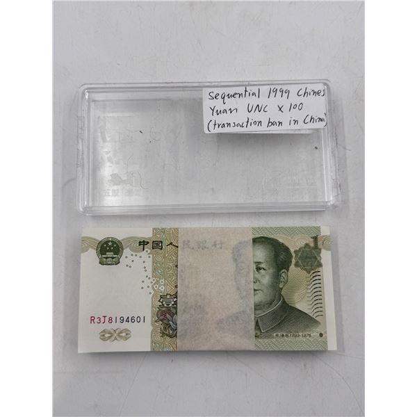 1999 Sequential Uncirculated Chinese Yuan Banknotes