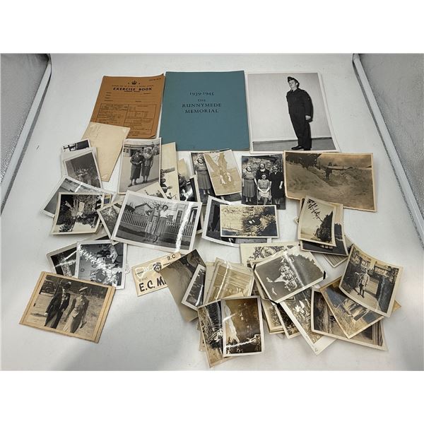 Lot of Assorted VTG Black & White Photographs, Exercise Book, & Memorial