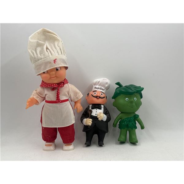 Campbell's Soup Advertising Doll, Green Giant Advertising Doll, & Magic Chef Doll