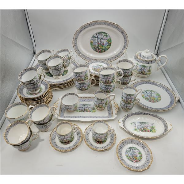 Lot of Royal Albert "Silver Birch" Bone China Dishes Made in England