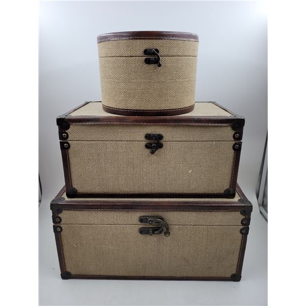 Burlap 3 Trunk Set
