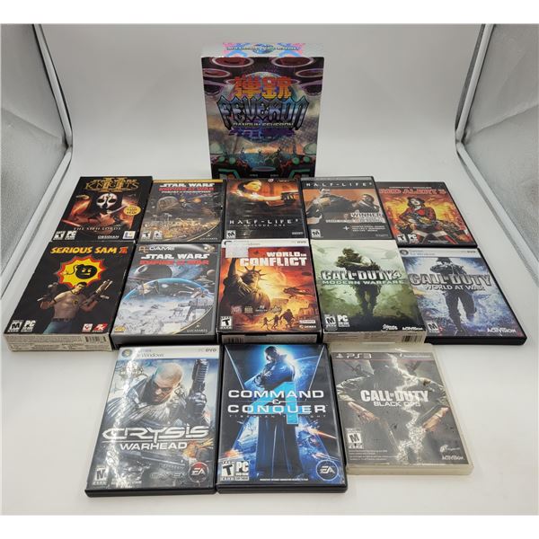 PC Games (Star Wars, Call of Duty, etc.), PS3 Call of Duty Black Ops, & PS4 Dangun Feveron