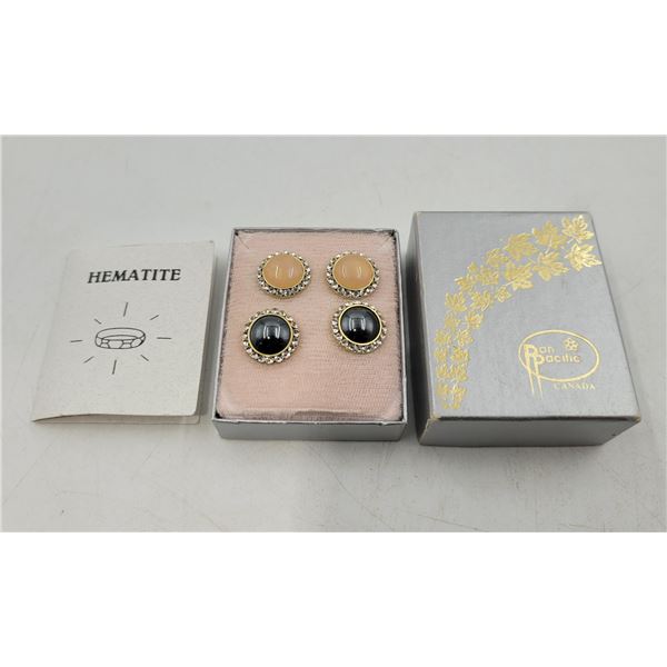 2 Pairs of Stone Set Earrings (Black is Hematite)