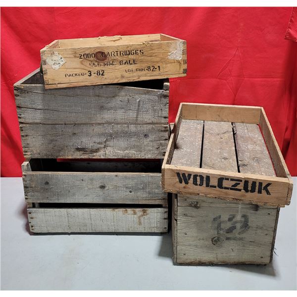 Lot of Wooden Crates w/ Ammo Crate