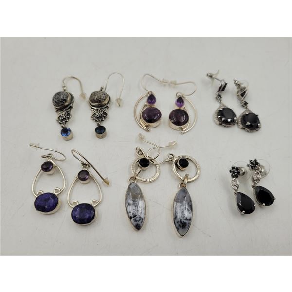 6 Pairs of 925 Sterling Silver Earrings (50.54g)