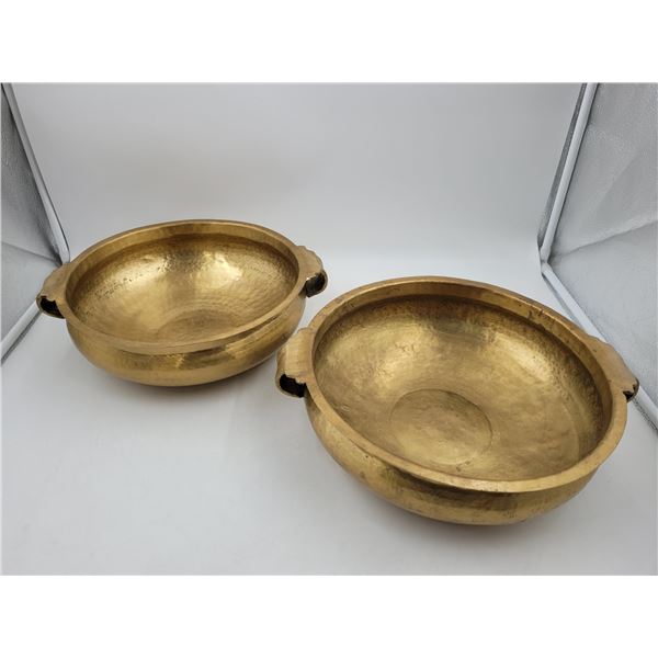 Pair of Handcrafted Brass Indian Urli Bowls