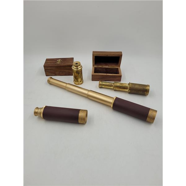 Lot of Spyglass Telescopes w/ 2 Storage Cases