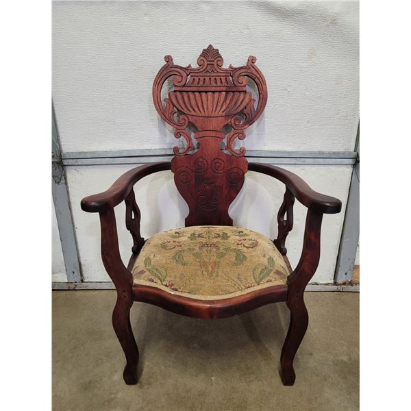Queen Anne Style Upholstered Seat Armchair