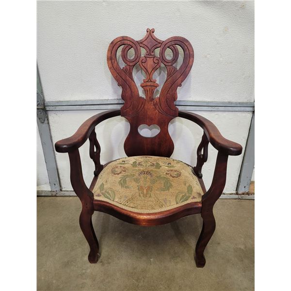 Queen Anne Style Upholstered Seat Armchair
