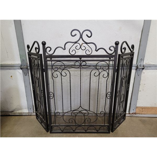 Metal Three-Panel Iron Fireplace Screen
