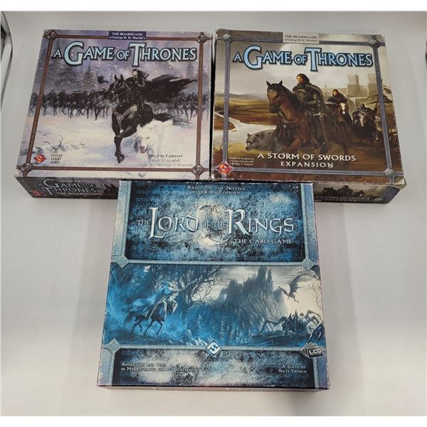 Game of Thrones Board Game, Game of Thrones Expansion Pack, & Lord of The Rings Card Game