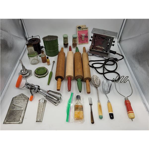 Lot of VTG Kitchen Utensils Including Rolling Pins