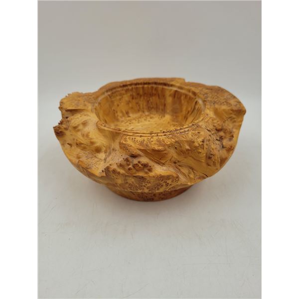 Hand Carved & Signed Birds Eye Yellow Cedar Burl Bowl