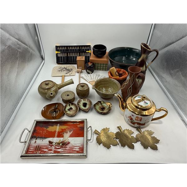 VTG Lot Including Pottery/Serving Tray & Abacus