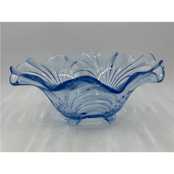 Moonlight Blue Cambridge Glass "Caprice" Oblong 4-Toed Bowl