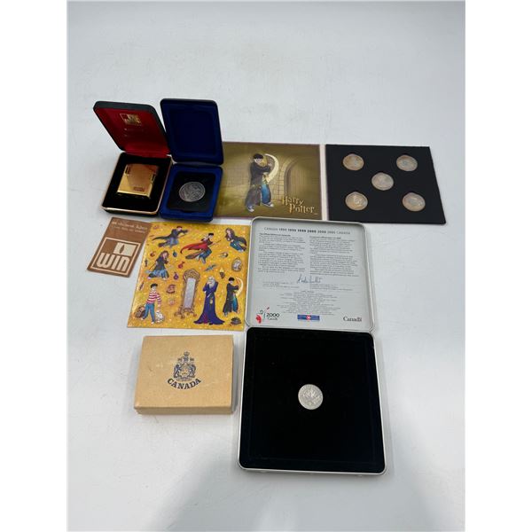 Lot of Lighter/Coins & Tokens Including Harry Potter