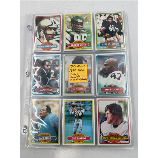 100 Mint 1980 NFL Topps Football Cards