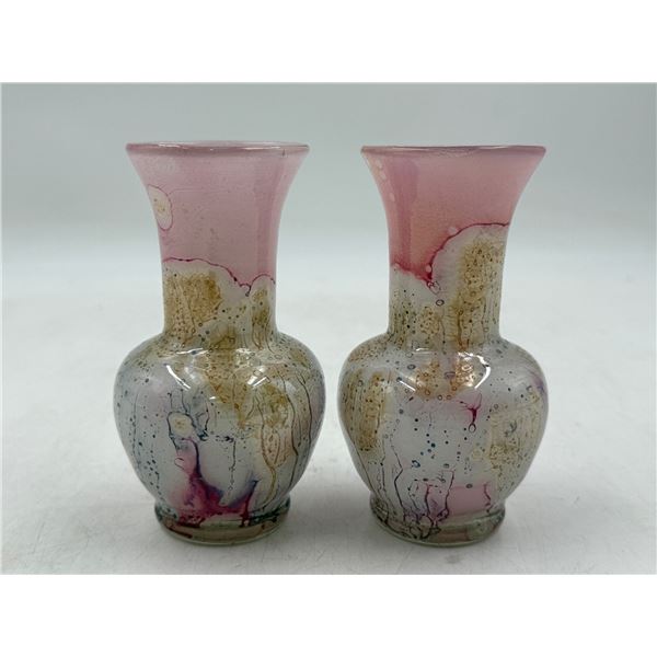 Pair of Hand-Painted Simron Vases Made in Israel
