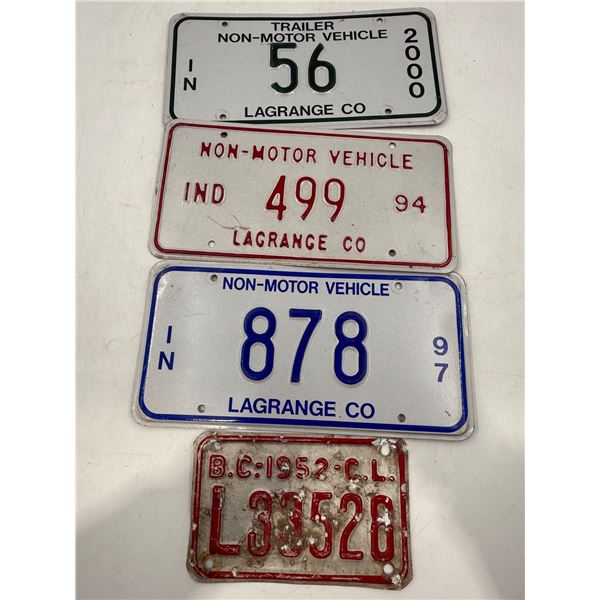 VTG Non-Motor Vehicle License Plates & 50s BC Carrier License Plate