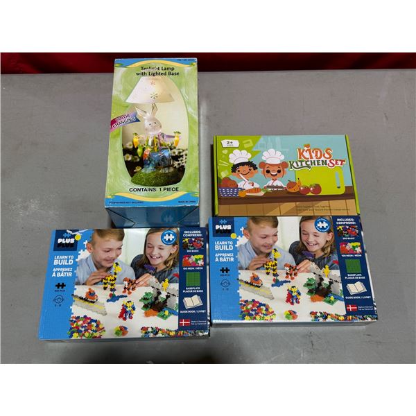 Tealight Lamp w/ Lighted Base, Kid's Kitchen Set, & Plus Plus Learn to Build Sets