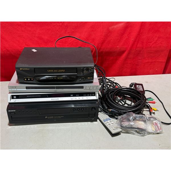 Electronics Lot w/ 3 DVD Players, VCR, & Cables