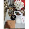 Image 2 : Variety Lot w/ Bottlecaps, Mini Disco Ball Ornaments, Lamp, Glassware, & More