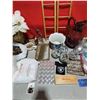 Image 4 : Variety Lot w/ Bottlecaps, Mini Disco Ball Ornaments, Lamp, Glassware, & More