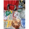 Image 7 : Variety Lot w/ Bottlecaps, Mini Disco Ball Ornaments, Lamp, Glassware, & More