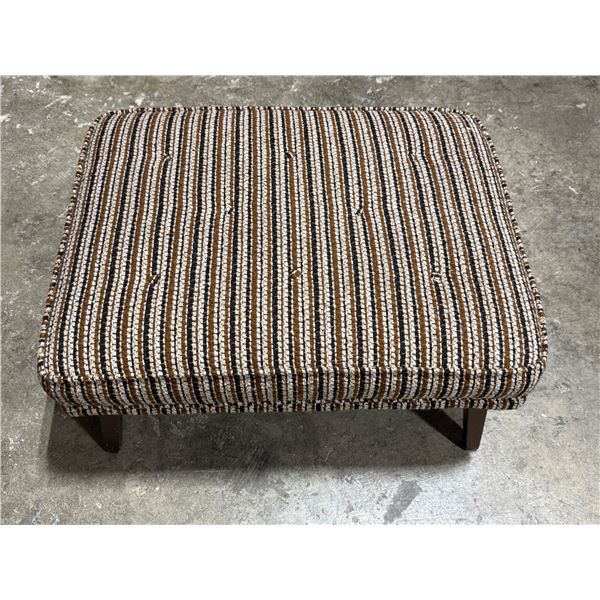 Striped Upholstered Ottoman