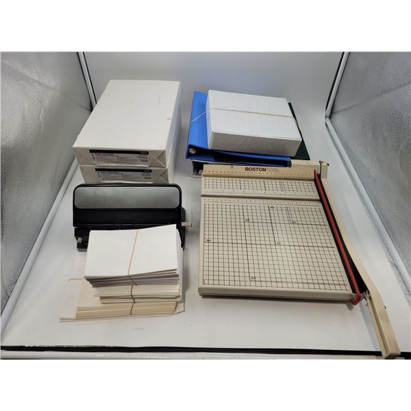 Office Supplies Lot w/ Printer Paper, Hole Punch, Paper Cutter, Binders, & More