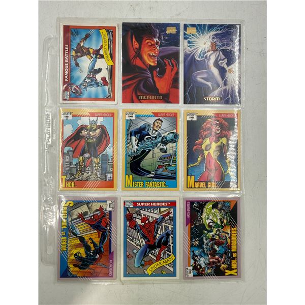 Sheet of VTG Marvel Trading Cards