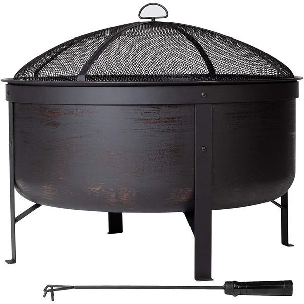 Amazon Basics Deep Bowl Round Fire Pit - 30-Inch, Brushed Copper - B08QSQS14J - New, Retail Price US