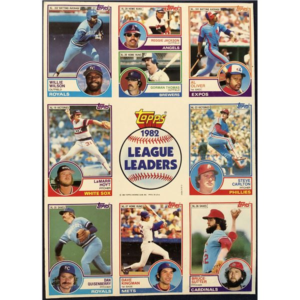 1982 TOPPS LEAGUE LEADERS SHEET