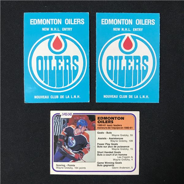 LOT OF 3 HOCKEY CARDS INCLUDING 2 X 1979-80 OPC EDMONTON OILERS CHECKLIST CARDS