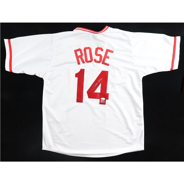 PETE ROSE SIGNED 14 HIT KING JERSEY - JSA COA