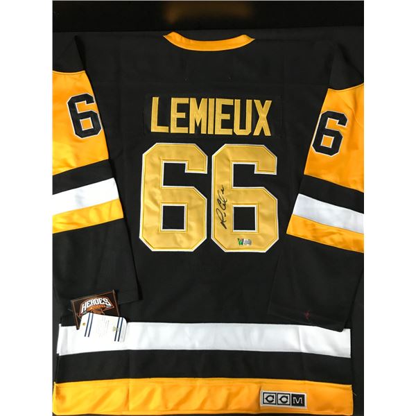 MARIO LEMIEUX SIGNED PITTSBURGH PENGUINS CUSTOM JERSEY - ACE COA