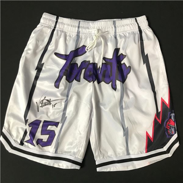 VINCE CARTER SIGNED TORONTO RAPTORS BASKETBALL SHORTS (ACE COA)