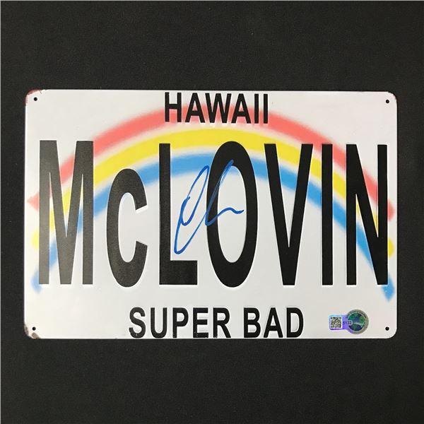 CHRISTOPHER MINTZ - PLASSE SIGNED MCLOVIN LICENSE PLATE - WWOC COA